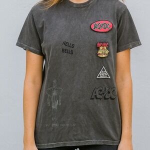 ACDC For Lucky Brand Graphic T Shirt Men's Size Large Rock Band Patches